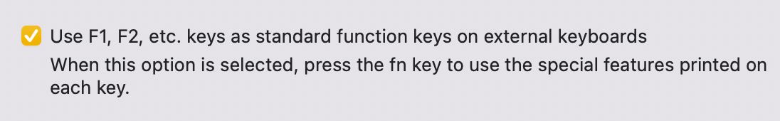 Включение стандартных функциональных клавиш на Mac