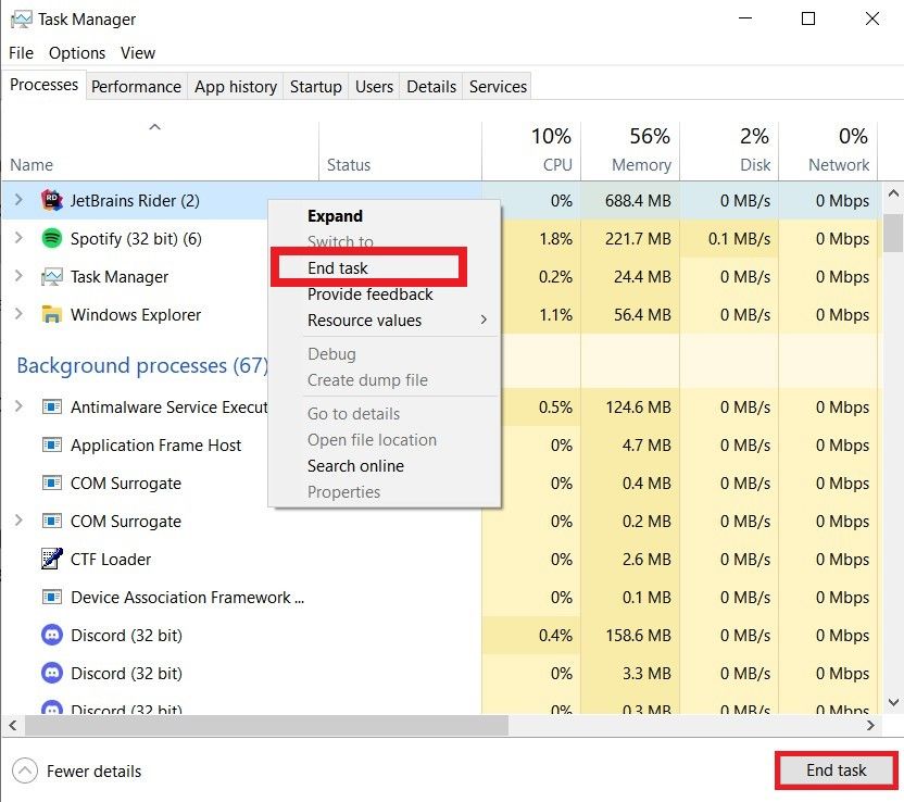 Ending a Process on Task Manager