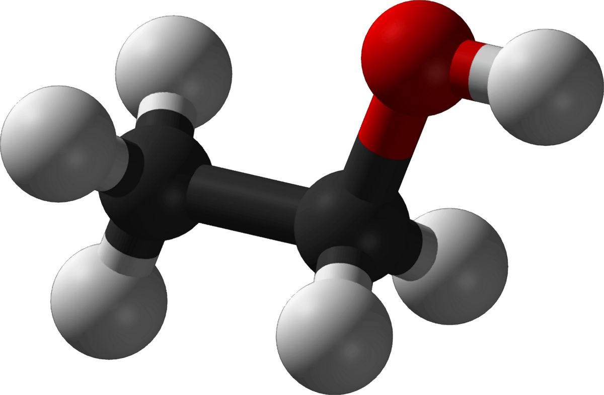 Ethanol molecule 3D graphic
