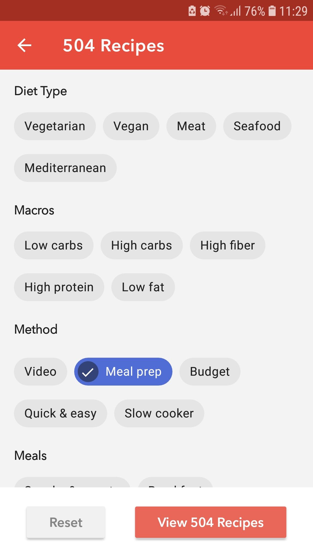 برنامه آشپزی سالم موبایل FitMenCook برای تهیه غذا