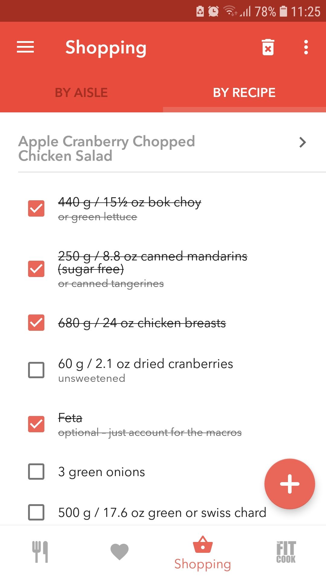 FitMenCook mobile healthy cooking app shopping by recipe