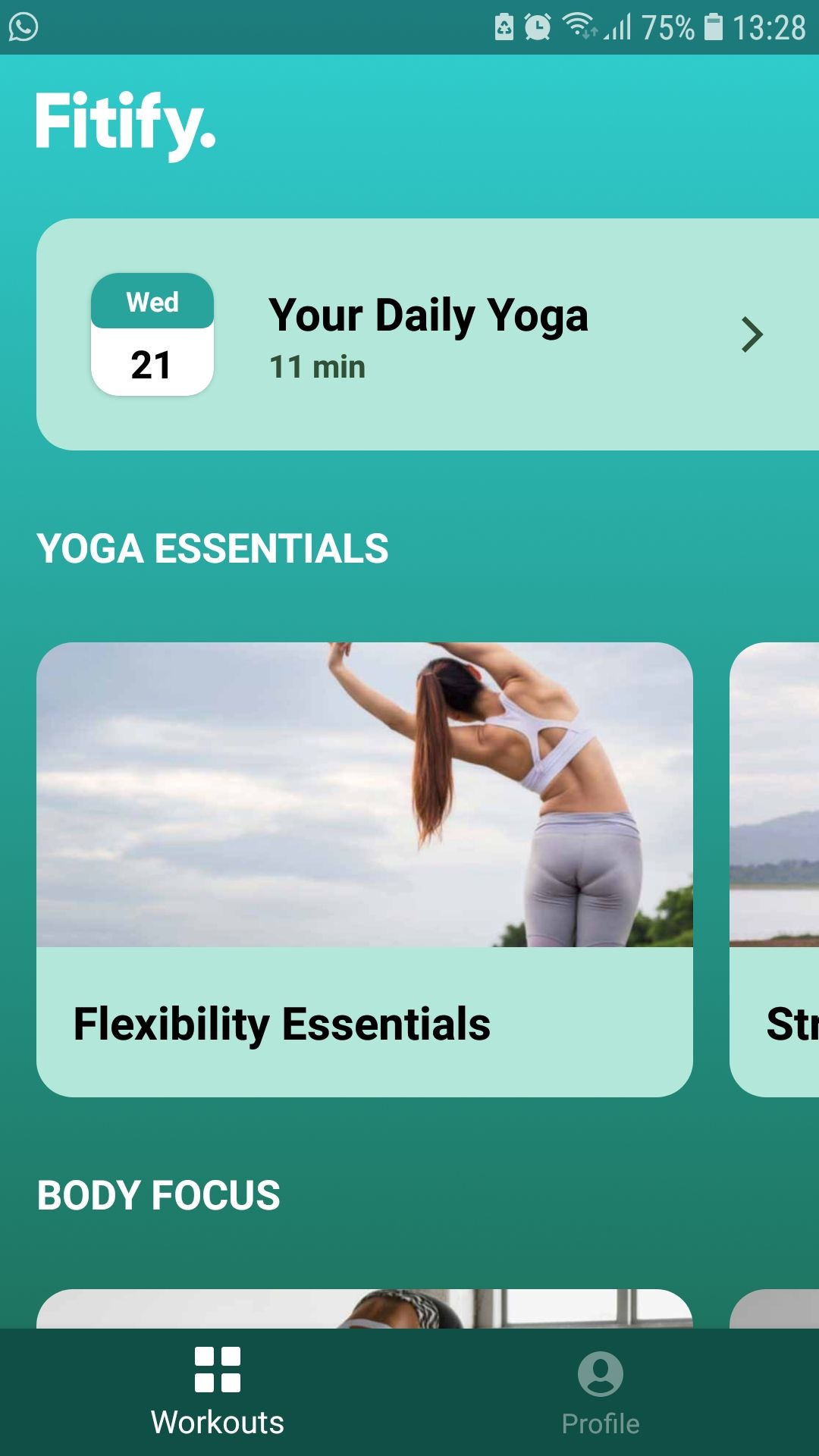Fitify Yoga mobile yoga fitness app