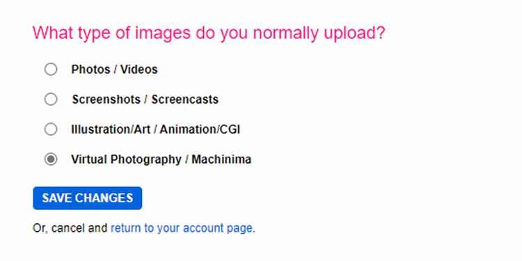 Flickr image upload types