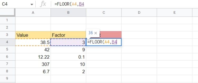 Using a cell reference as the Factor in a Floor Function