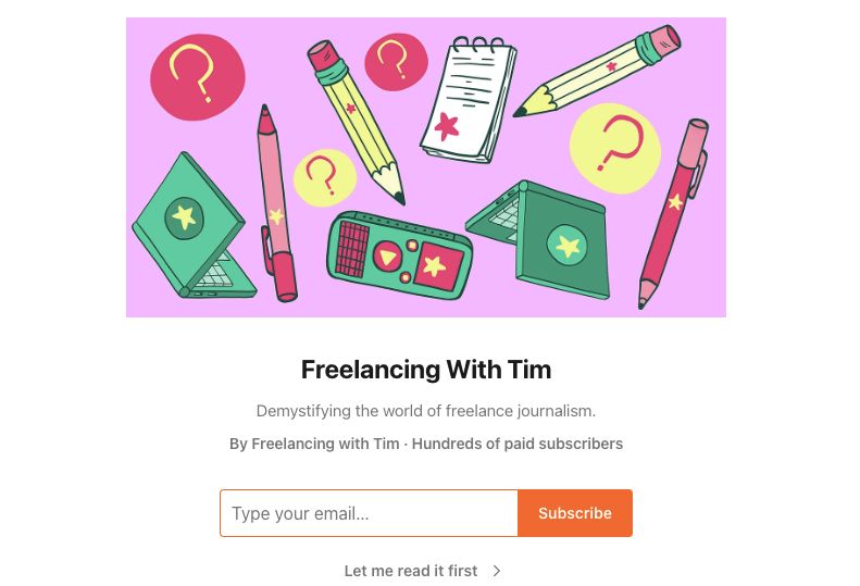 Freelancing with Tim Homepage Screenshot