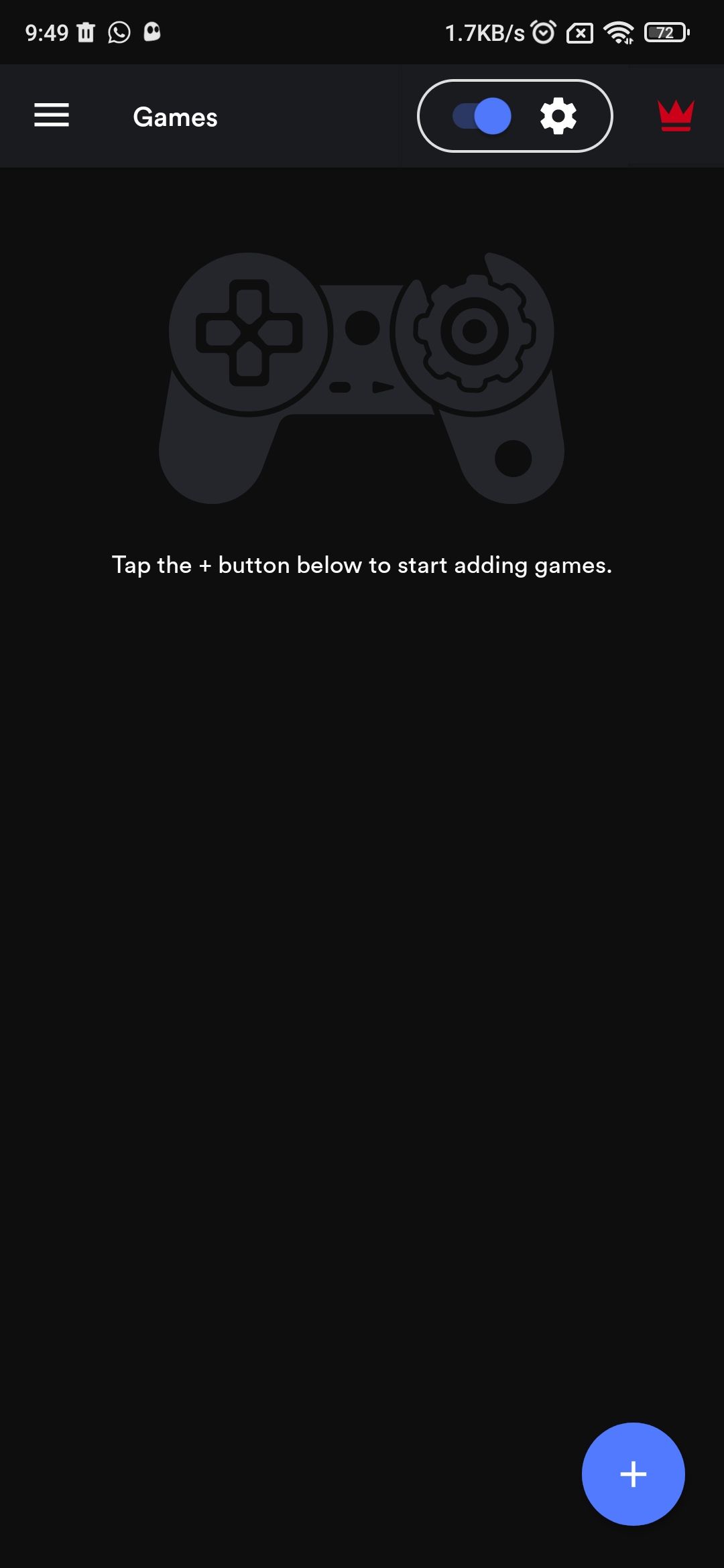 Скриншот домашней страницы приложения Gaming Mode