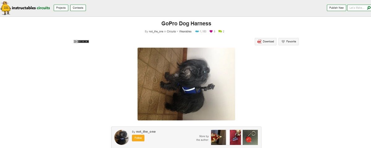 Screengrab of GoPro dog harness project page