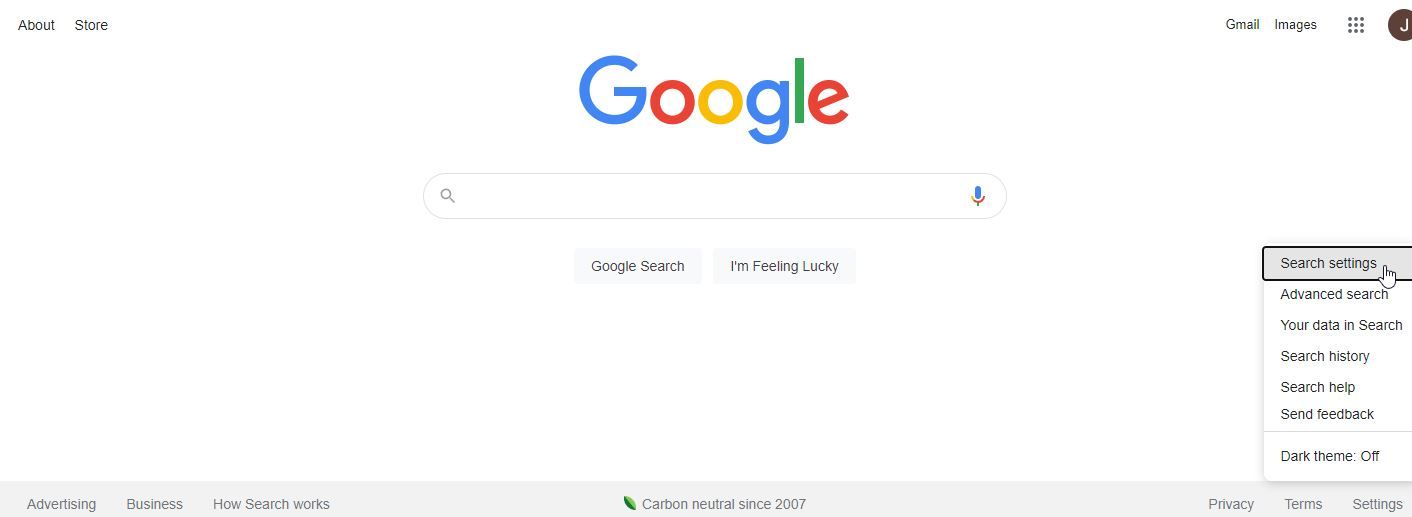 A Screenshot of Google's Search Settings