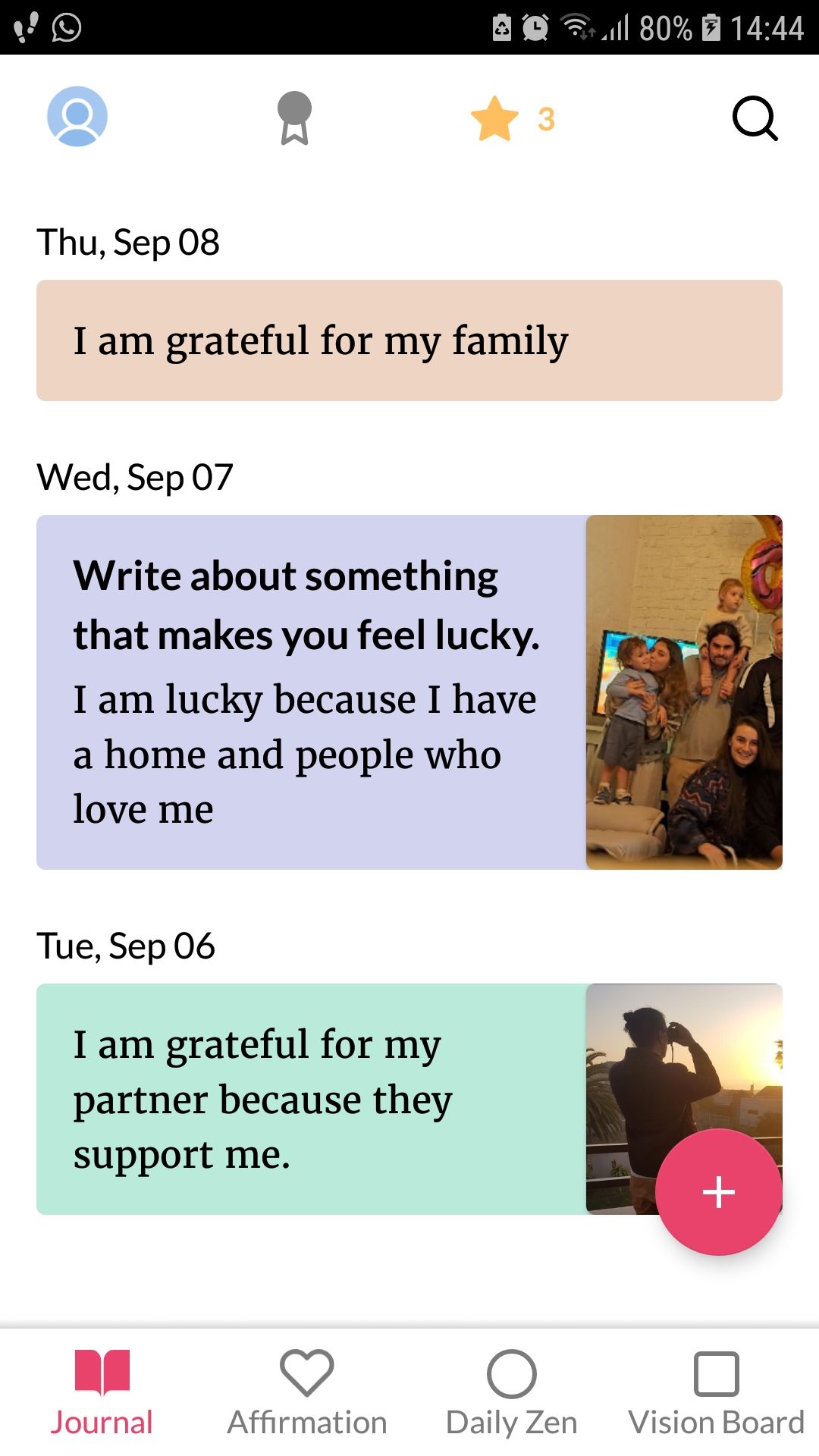 Gratitude Self-Care Journal mobile app journal