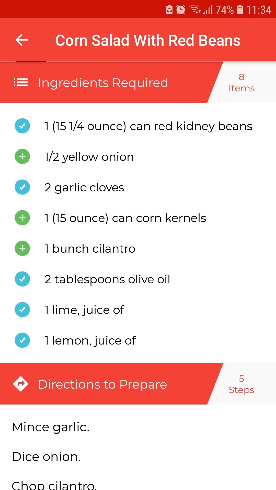 Healthy Recipes mobile healthy cooking app corn salad