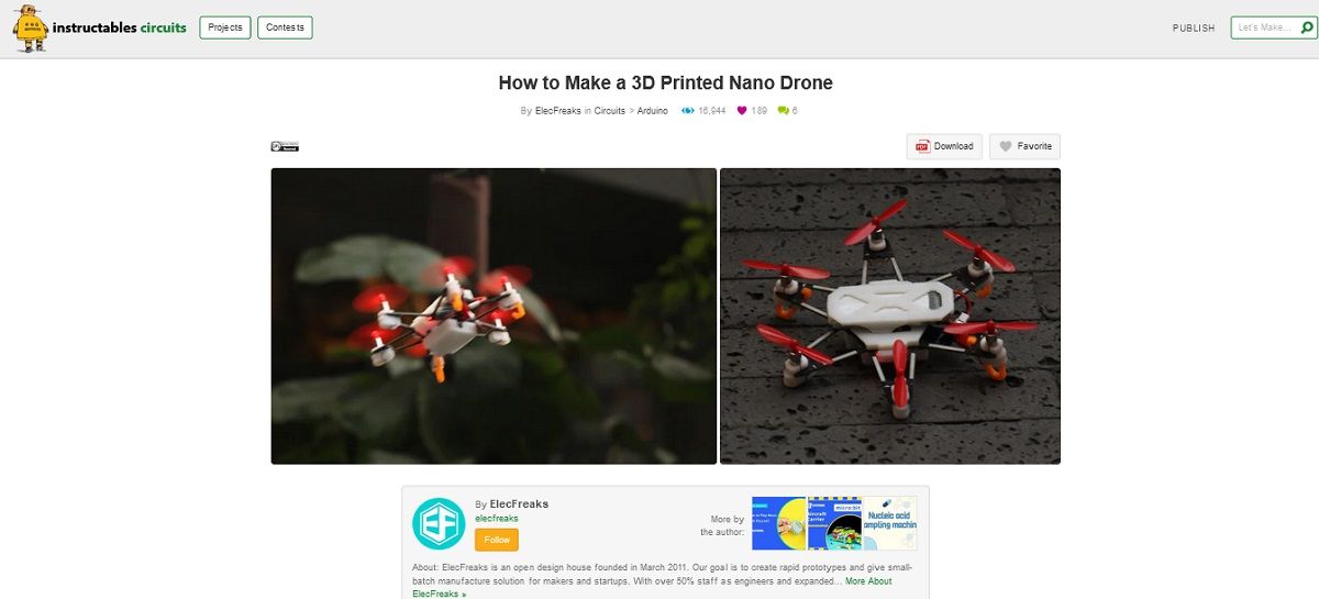 Screengrab of how to make a 3D printed nano drone project page