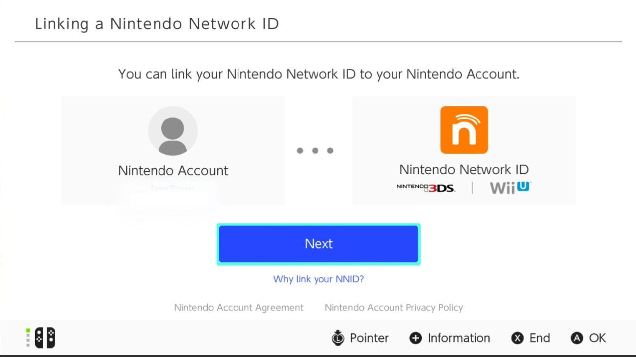 How to link nintendo network id to nintendo account on switch select Next
