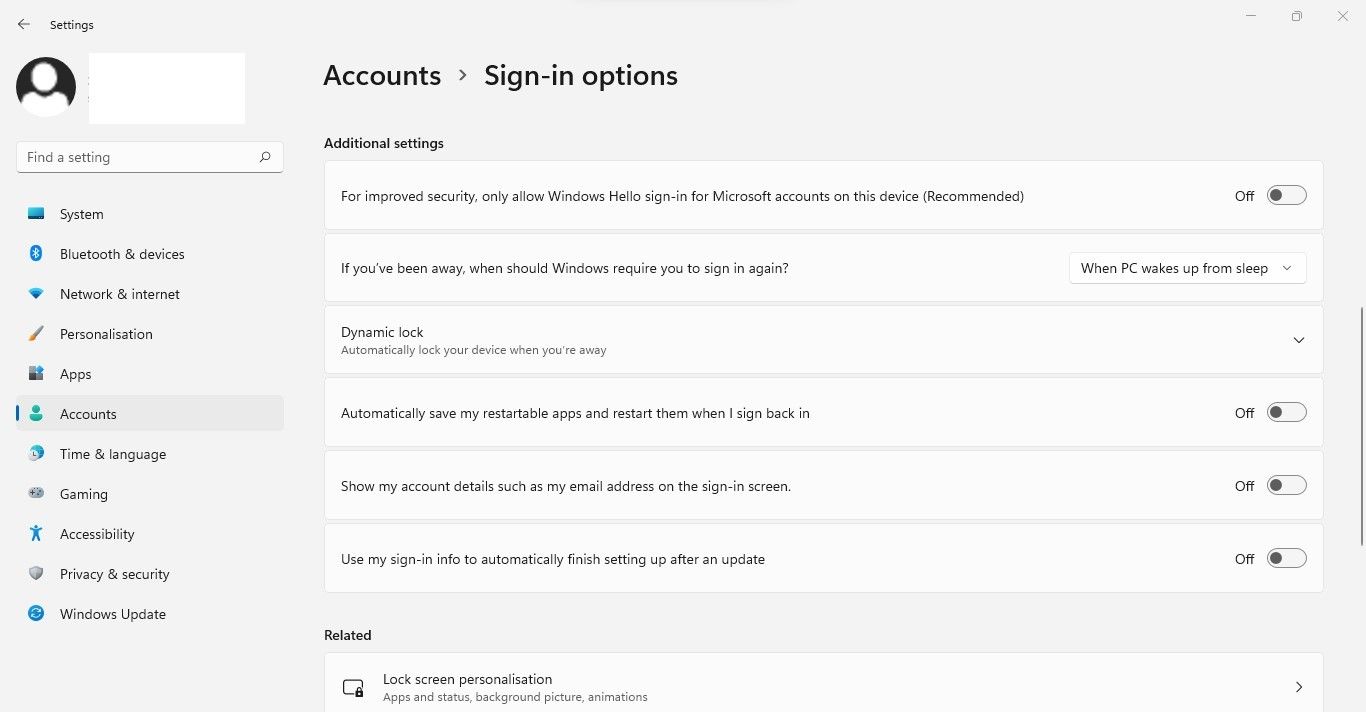Turning Off the Toggle Next to Use My Sign-in Info to Automatically Finish Setting Up after an Update under Additional Settings in Accounts Tab in Windows Settings App