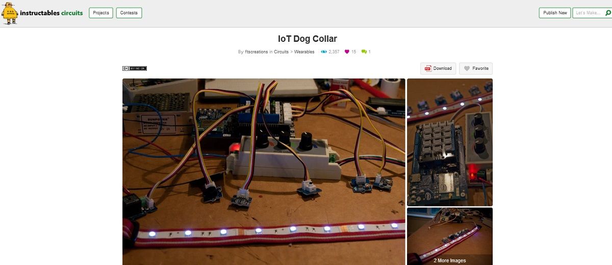 Screengrab of IoT Dog Collar project page