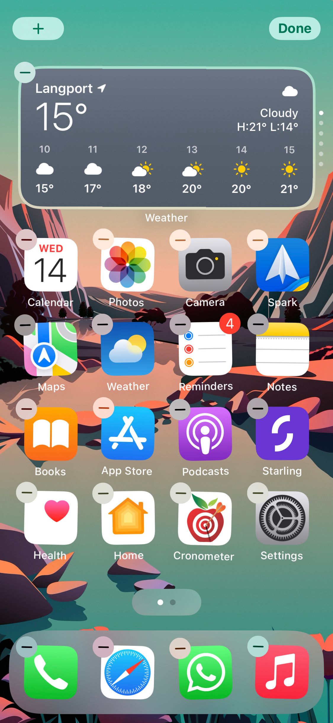 Jiggle mode on iPhone Home Screen
