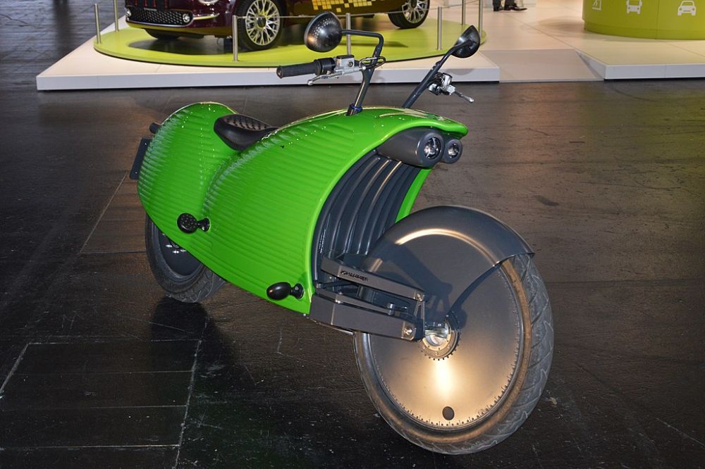 Green Electrically powered Johammer J1 200 at exhibition IAA 2015 in Frankfurt, Germany.