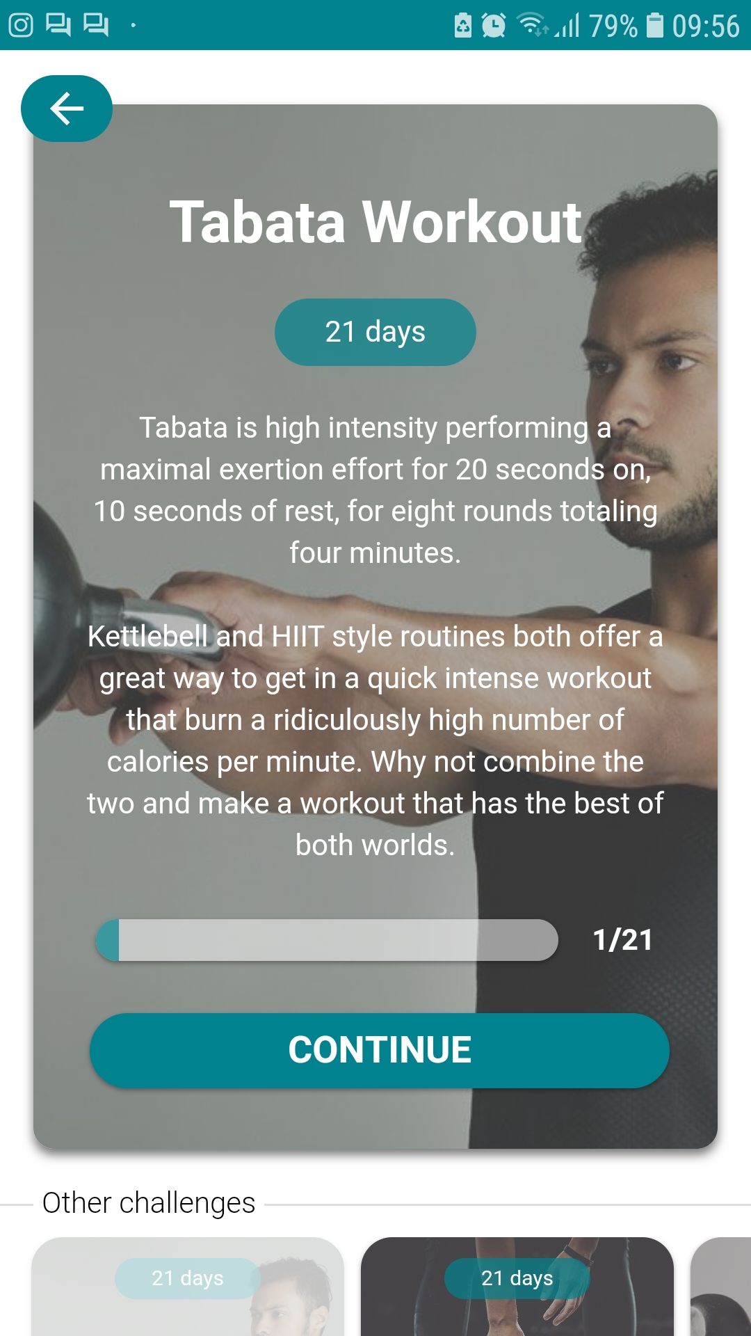 Kettlebell challenge mobile workout app tabata