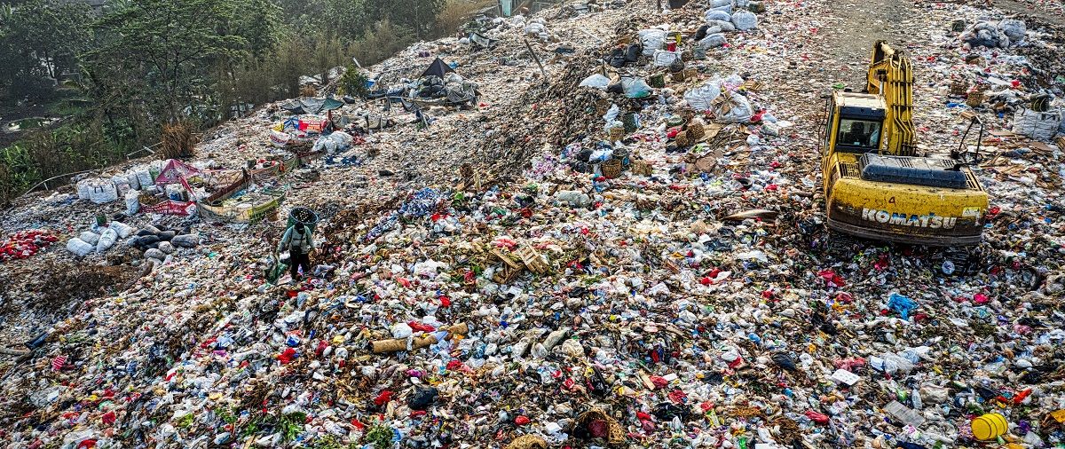 Drone shot of a landfill