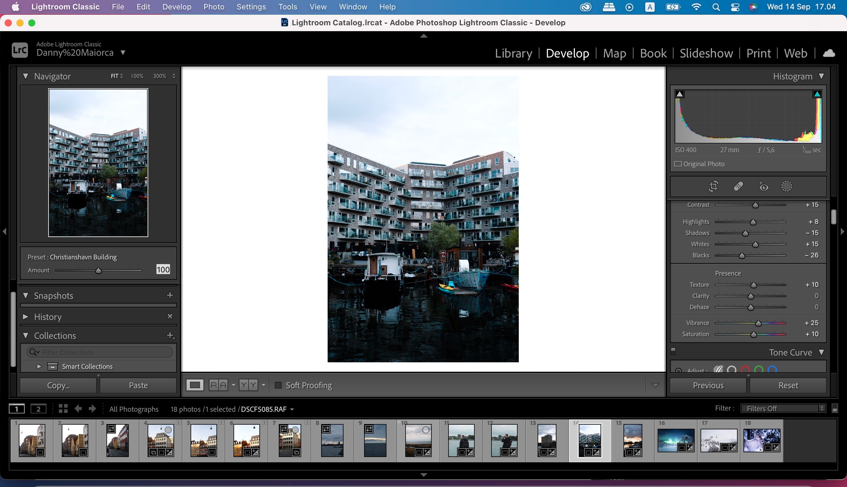Screenshot showing the main photo editing tools in Lightroom