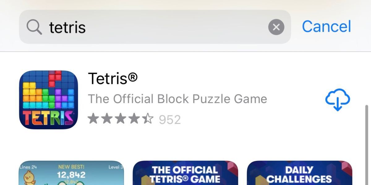 reinstall tetris app from iphone app store 