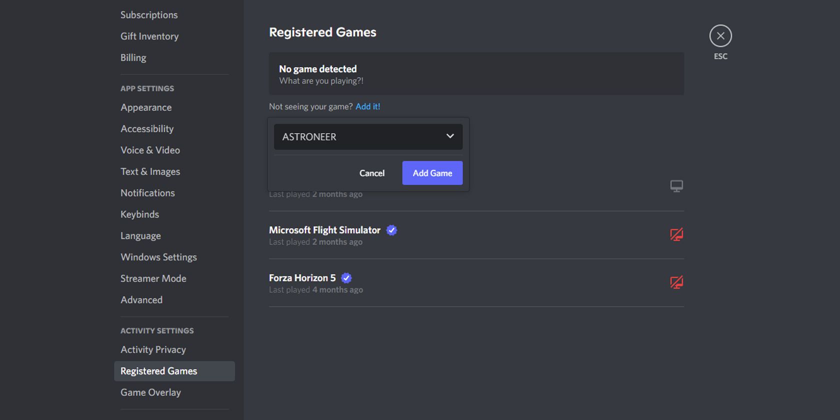 Manually adding your game on Discord