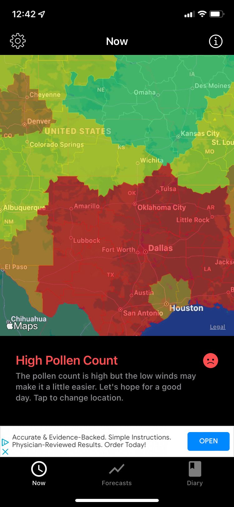 My Pollen Forecast app Texas allergens