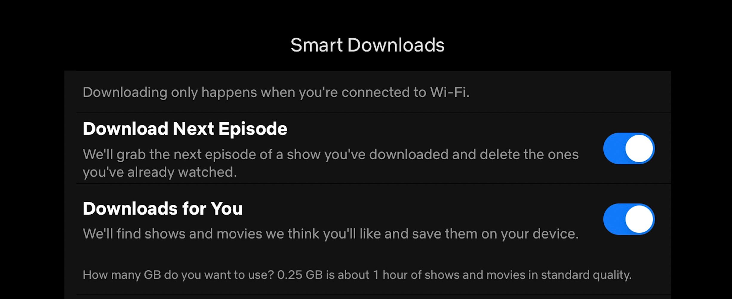 Netflix downloads for you toggle page with download next episode toggle