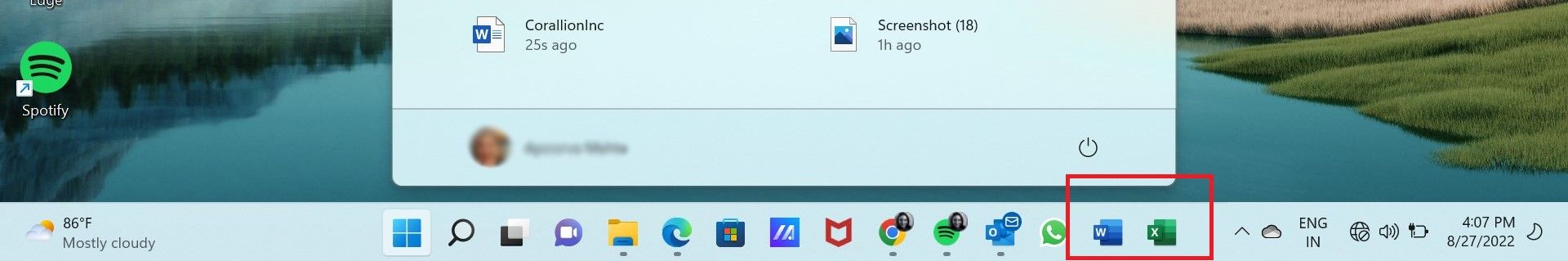 Excel and PowerPoint Apps Pinned to the Taskbar