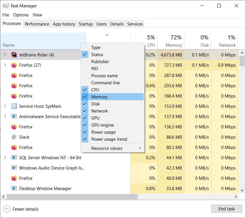 Manually Kill Processes on Task Manager