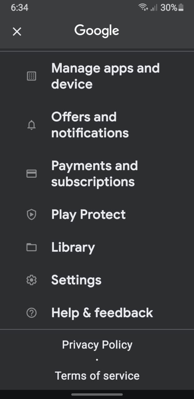 Opening the Google Play Store’s Settings by Clicking on the Profile Icon in the Top-right Corner of Google Play Store