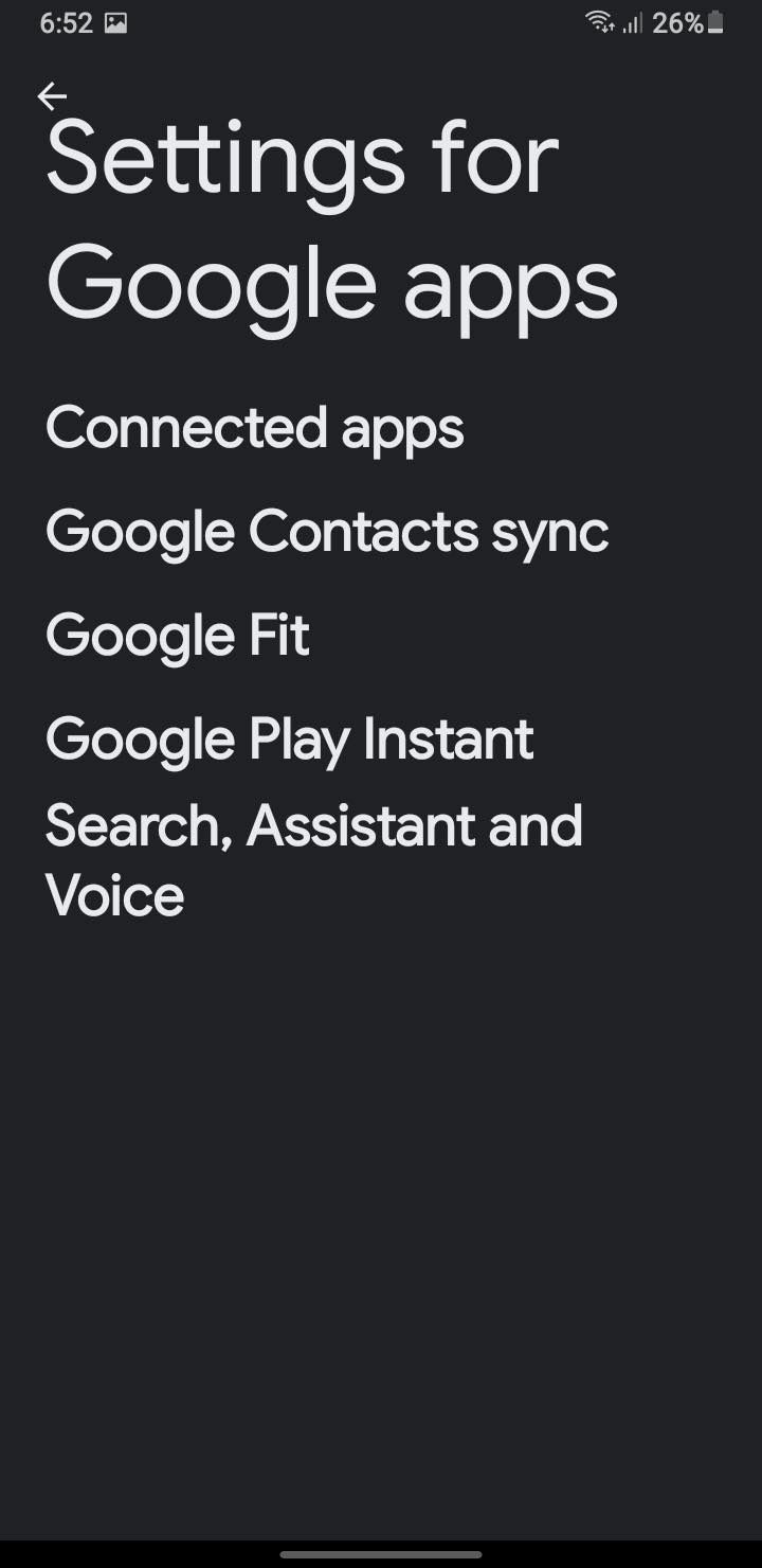 Opening the Search Assistant and Voice Option in Settings for Google Apps