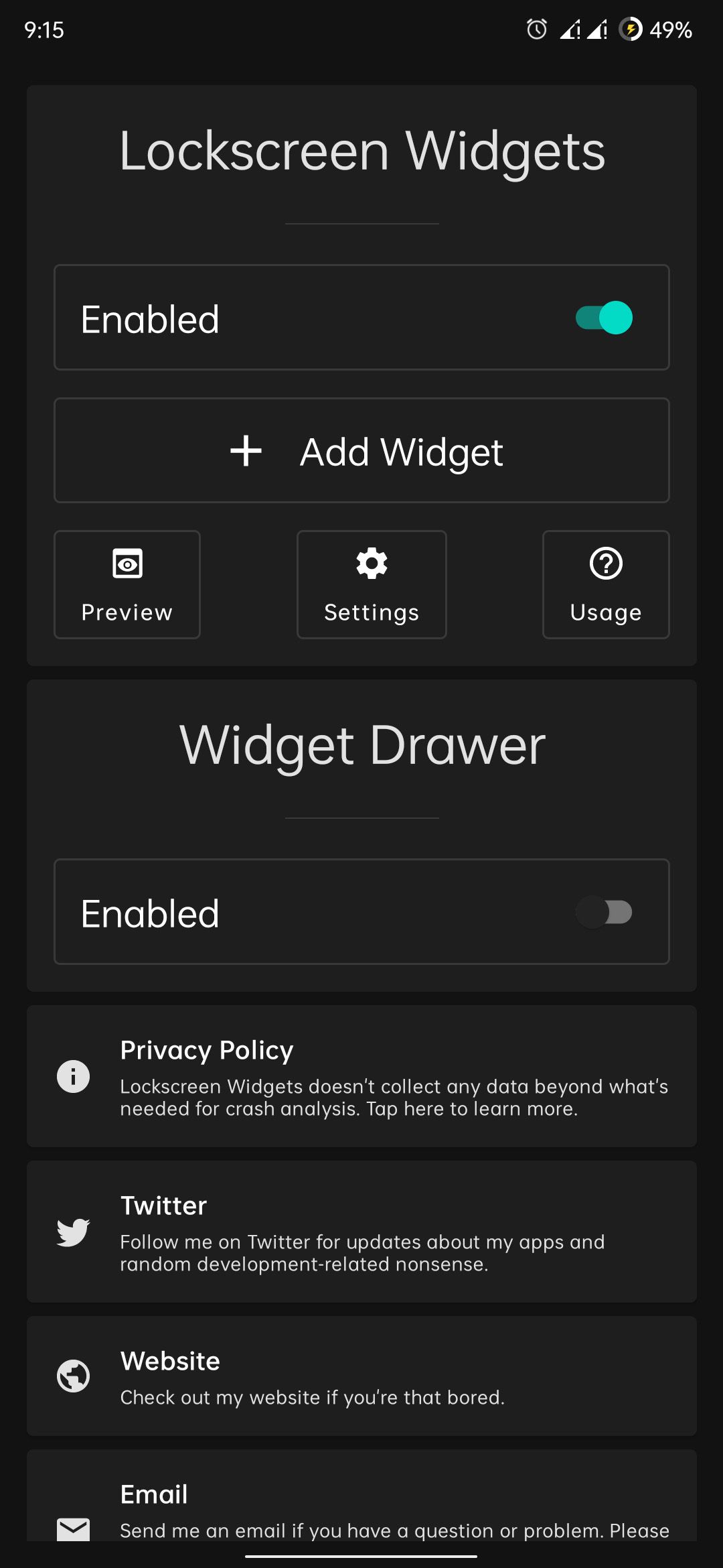 Option to enable lock screen widgets