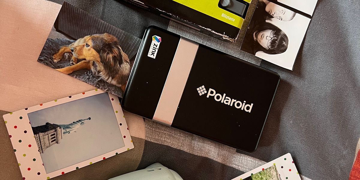 Polaroid PoGo printer with photos.