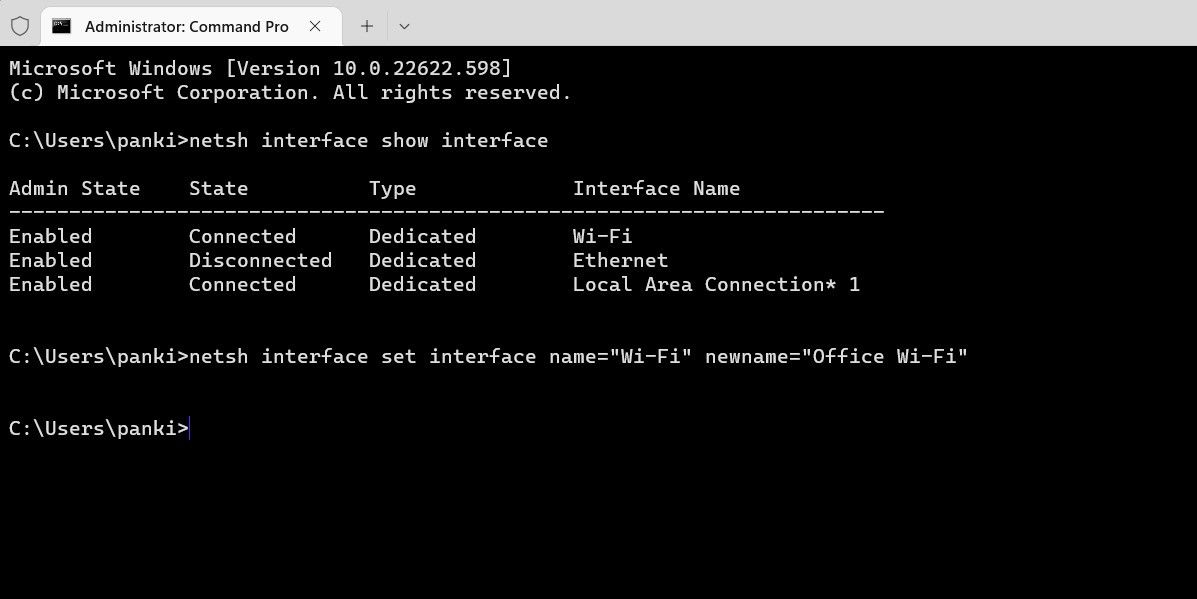 Rename Network Adapter Using Command Prompt