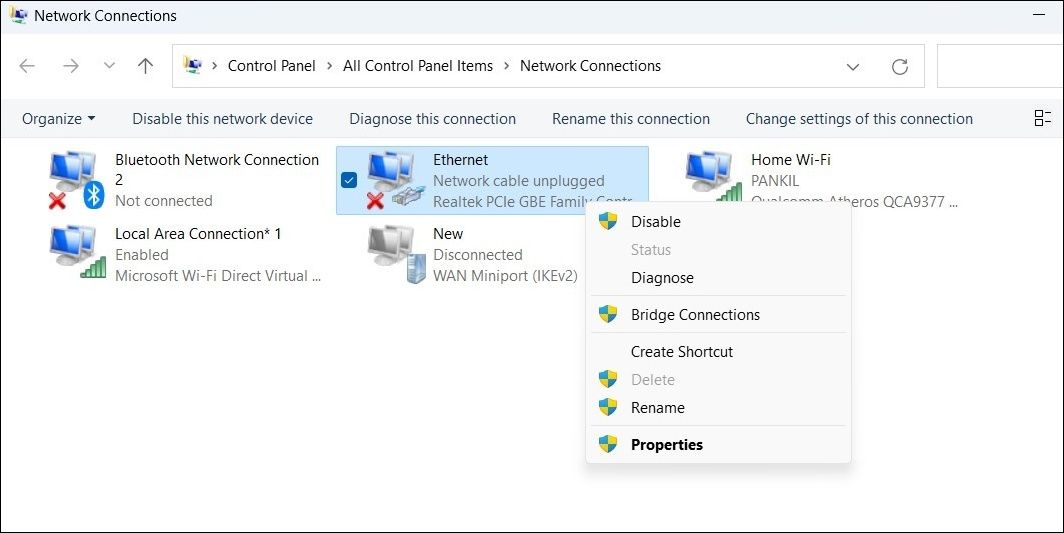Rename Network Adapter Using Control Panel
