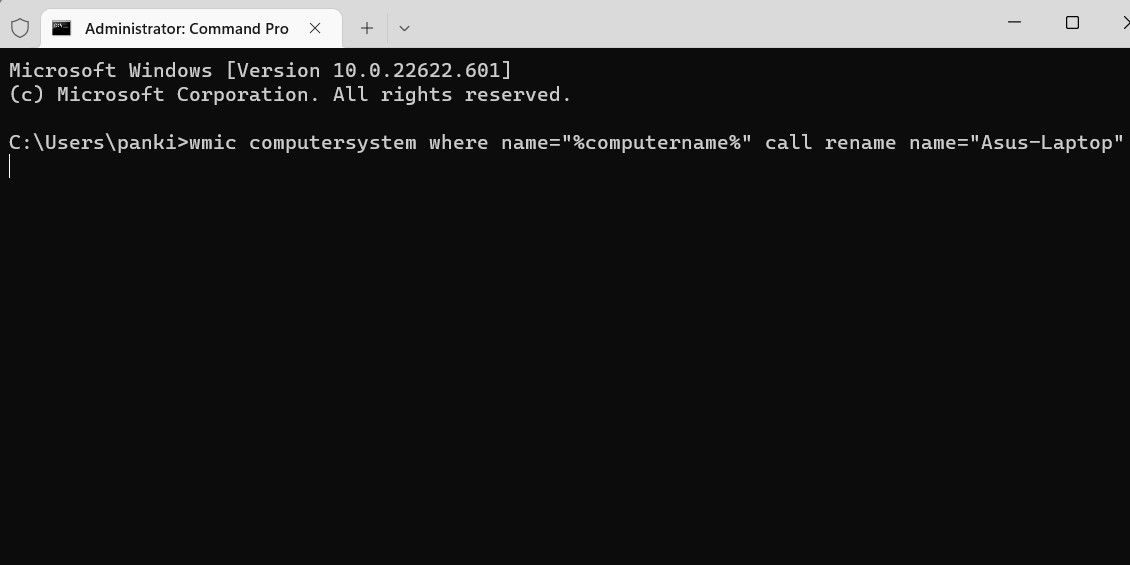 Rename Windows 11 PC via Command Prompt