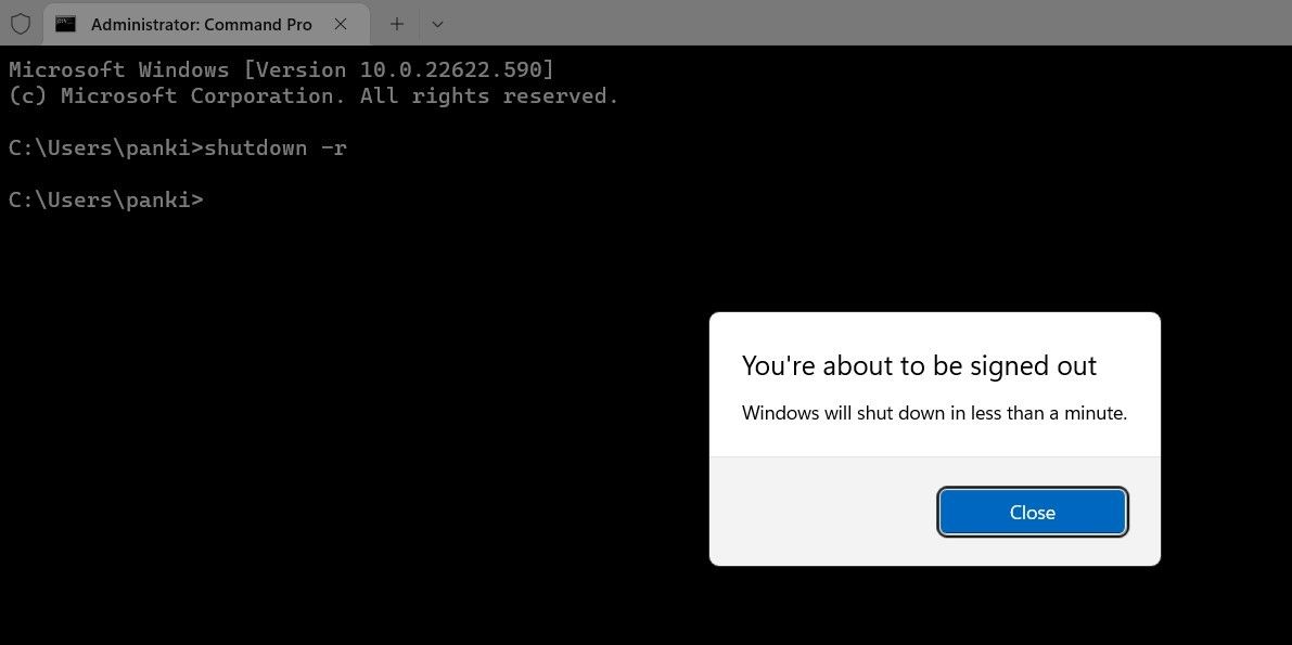 Restart Windows Computer Using Command Prompt