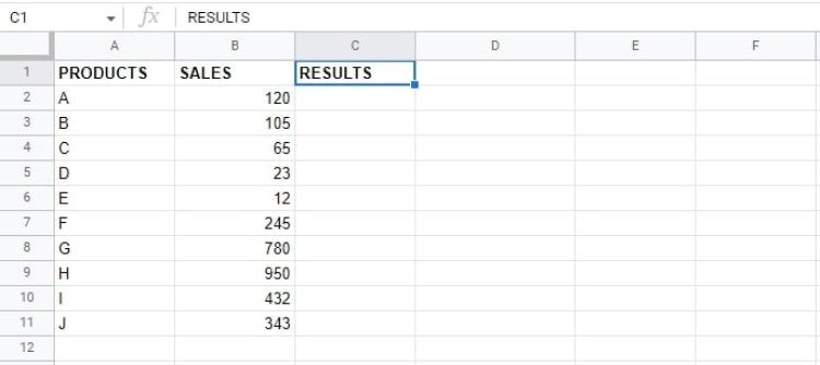 Example data to test the SMALL function
