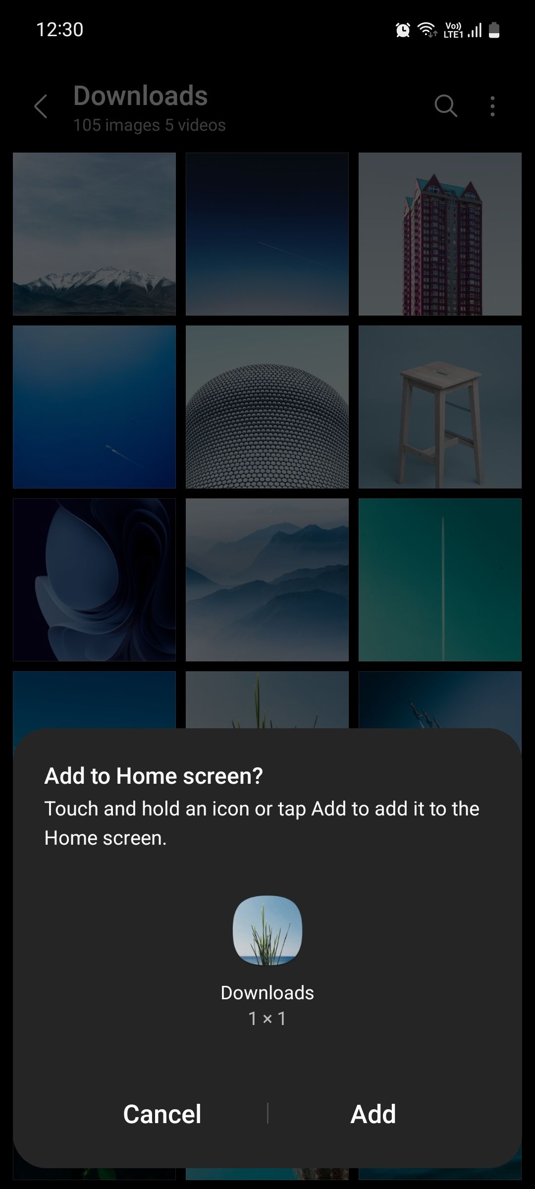 Samsung Gallery add album to Home screen