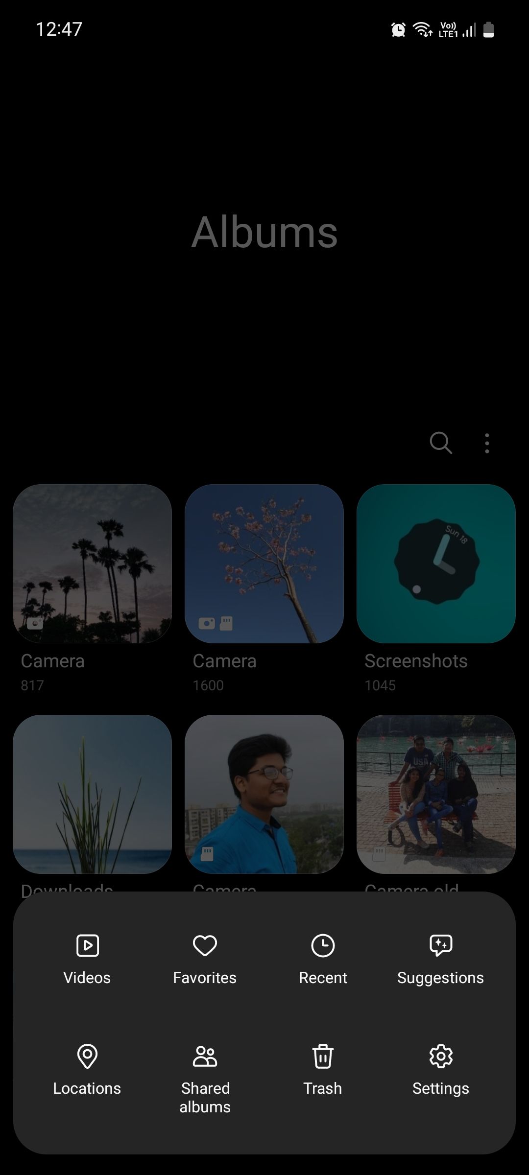 Samsung Gallery settings menu