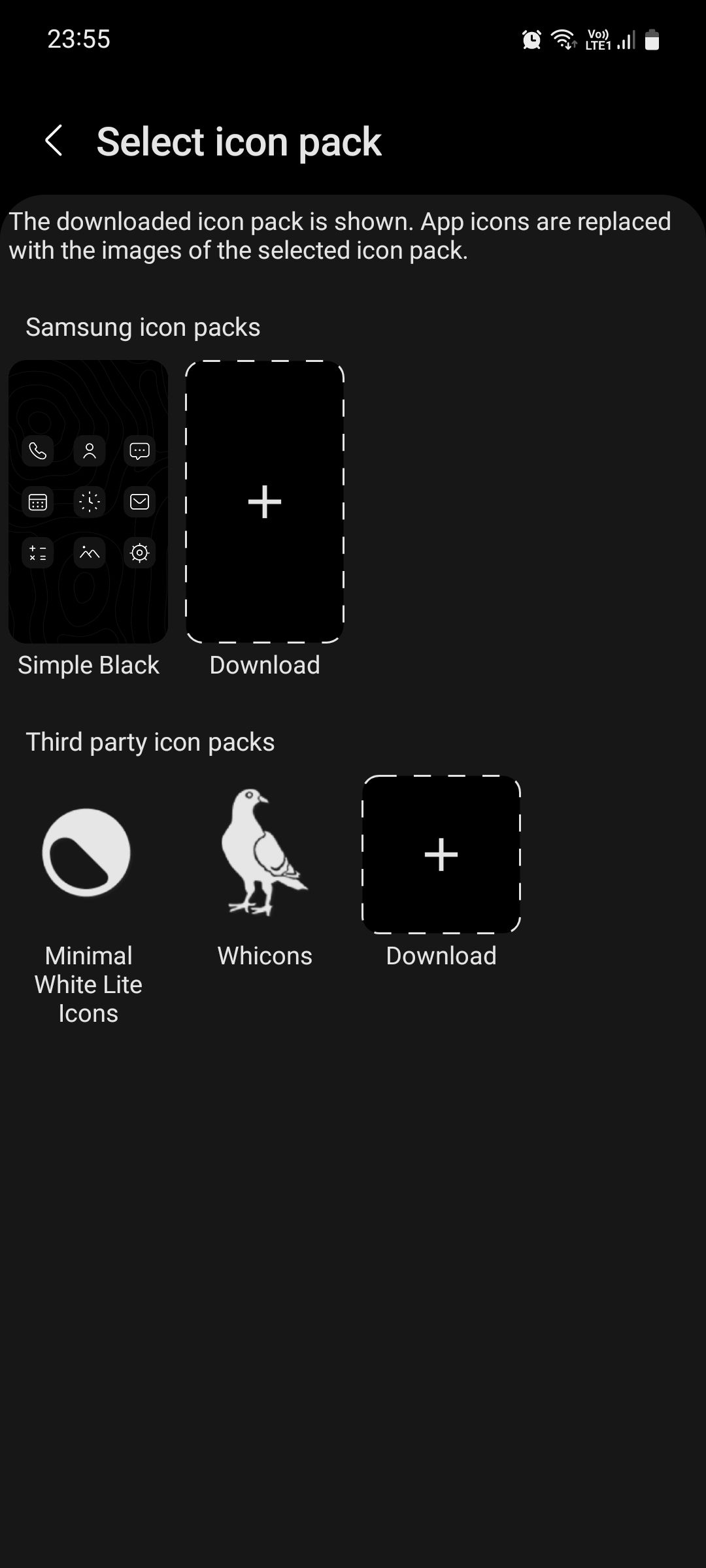 Samsung Theme Park Select icon pack menu