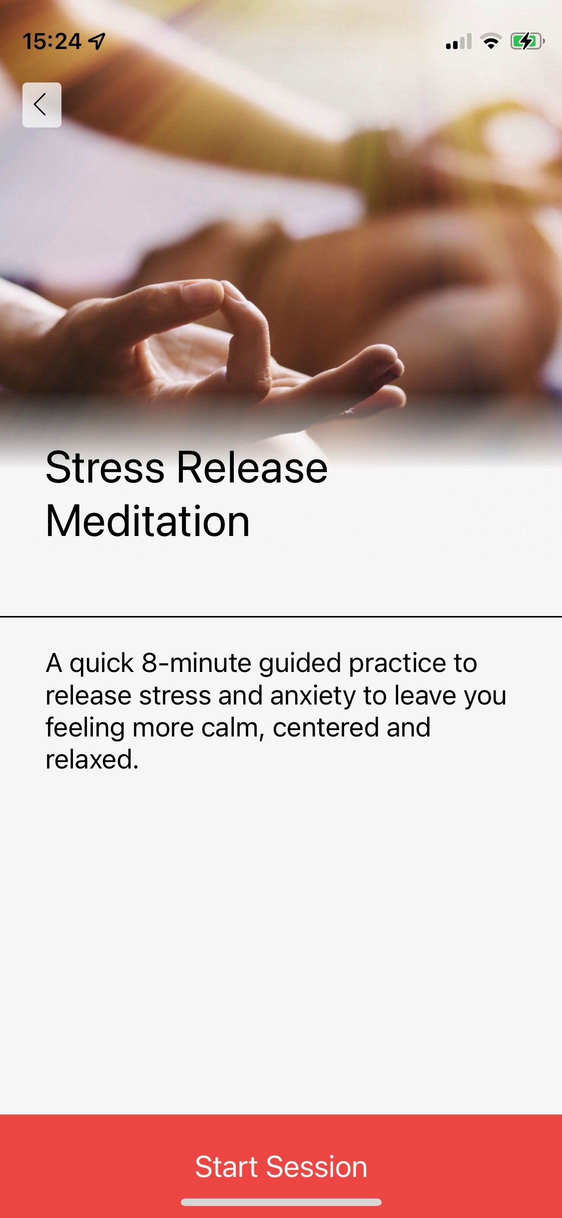 Screenshot from Jillian Michaels app showing stress release meditation