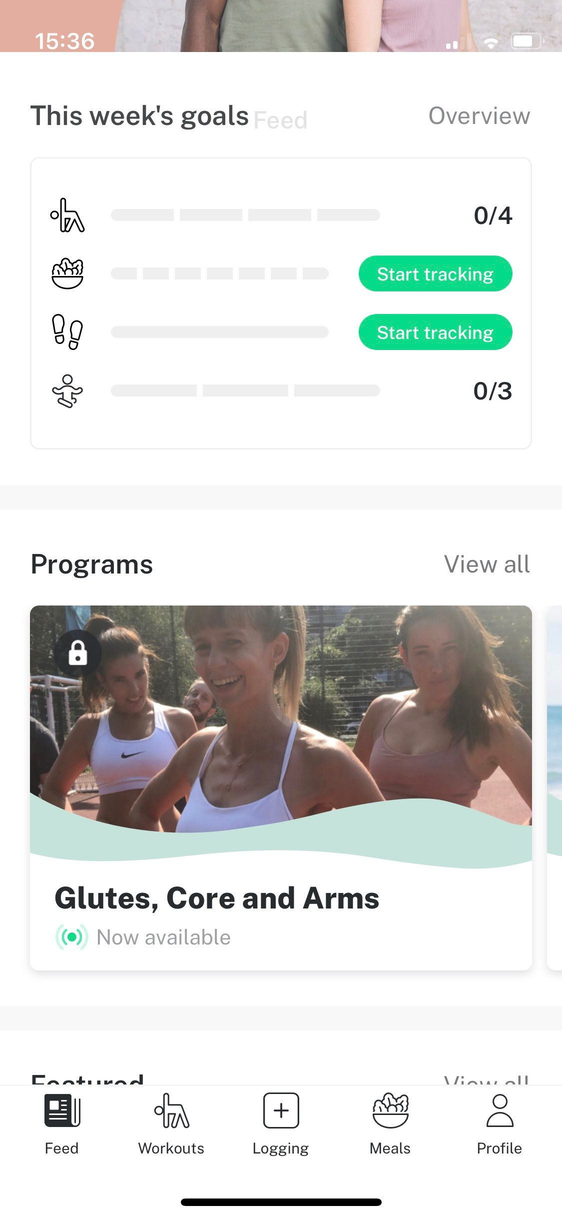 Screenshot of 8fit showing personal exercise feed