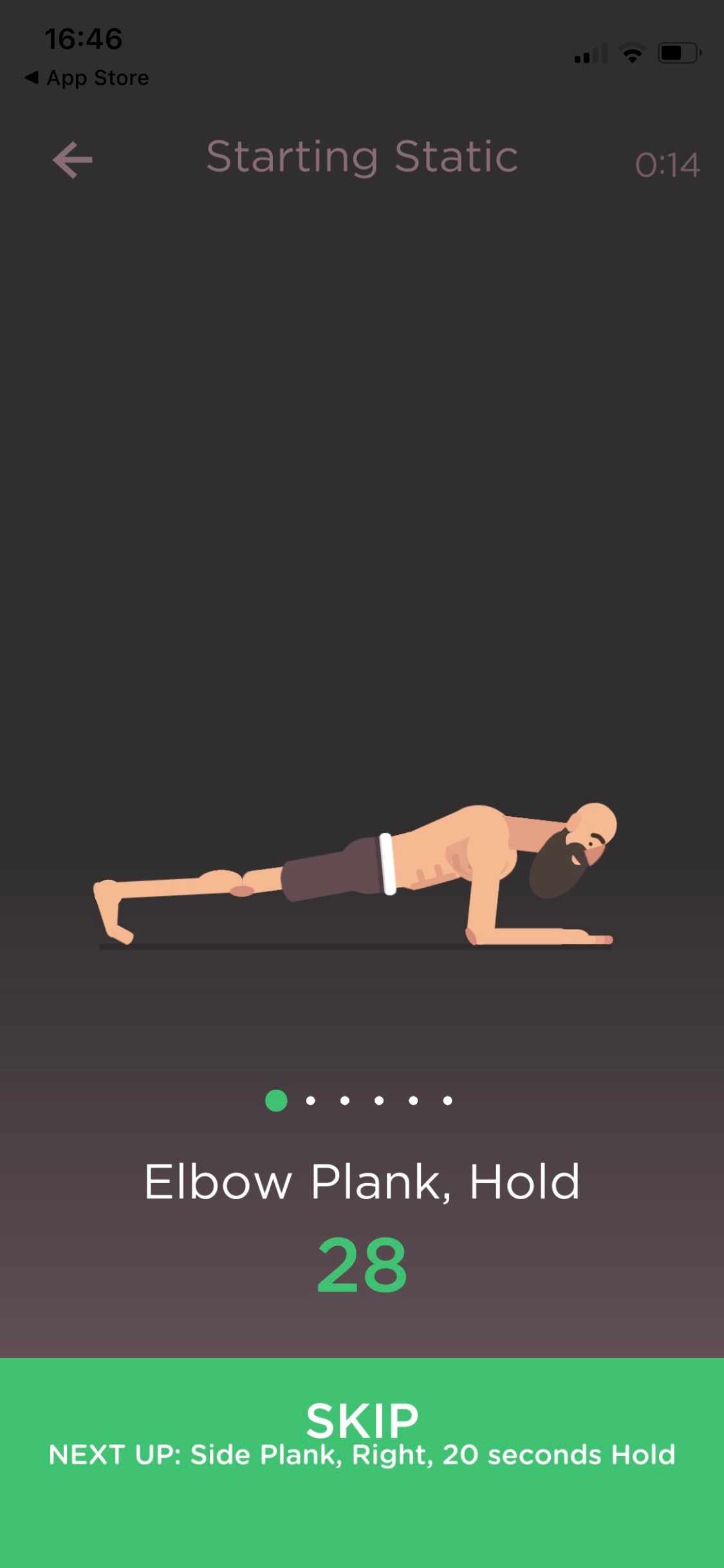 Screenshot of Al Kavado app showing workout display screen