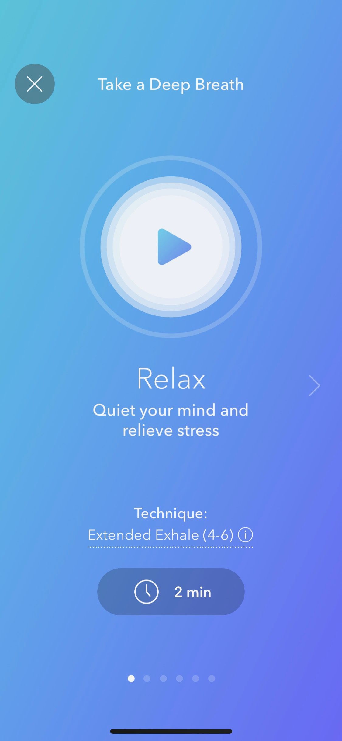Screenshot of Calm short meditation play screen