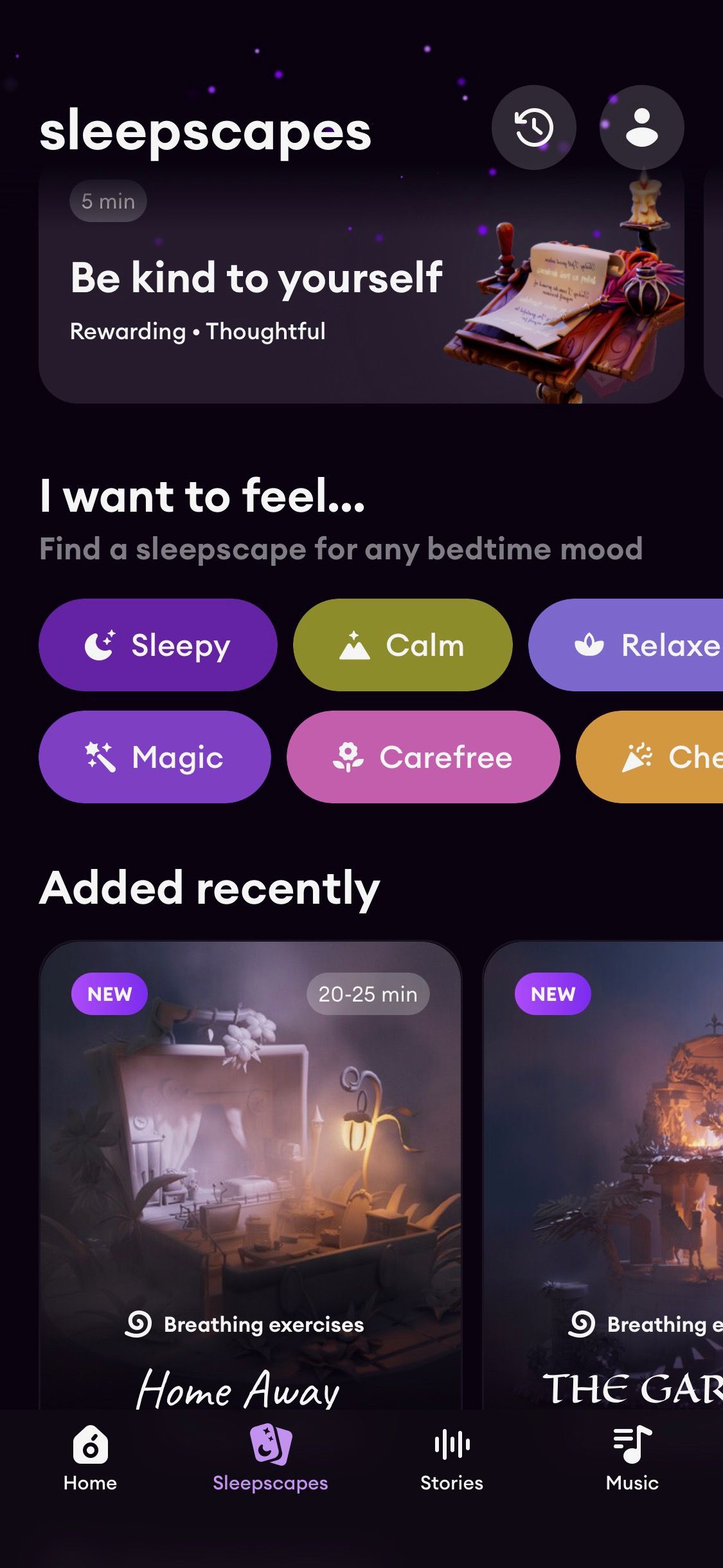Screenshot of Loona app showing Sleepscapes catalog