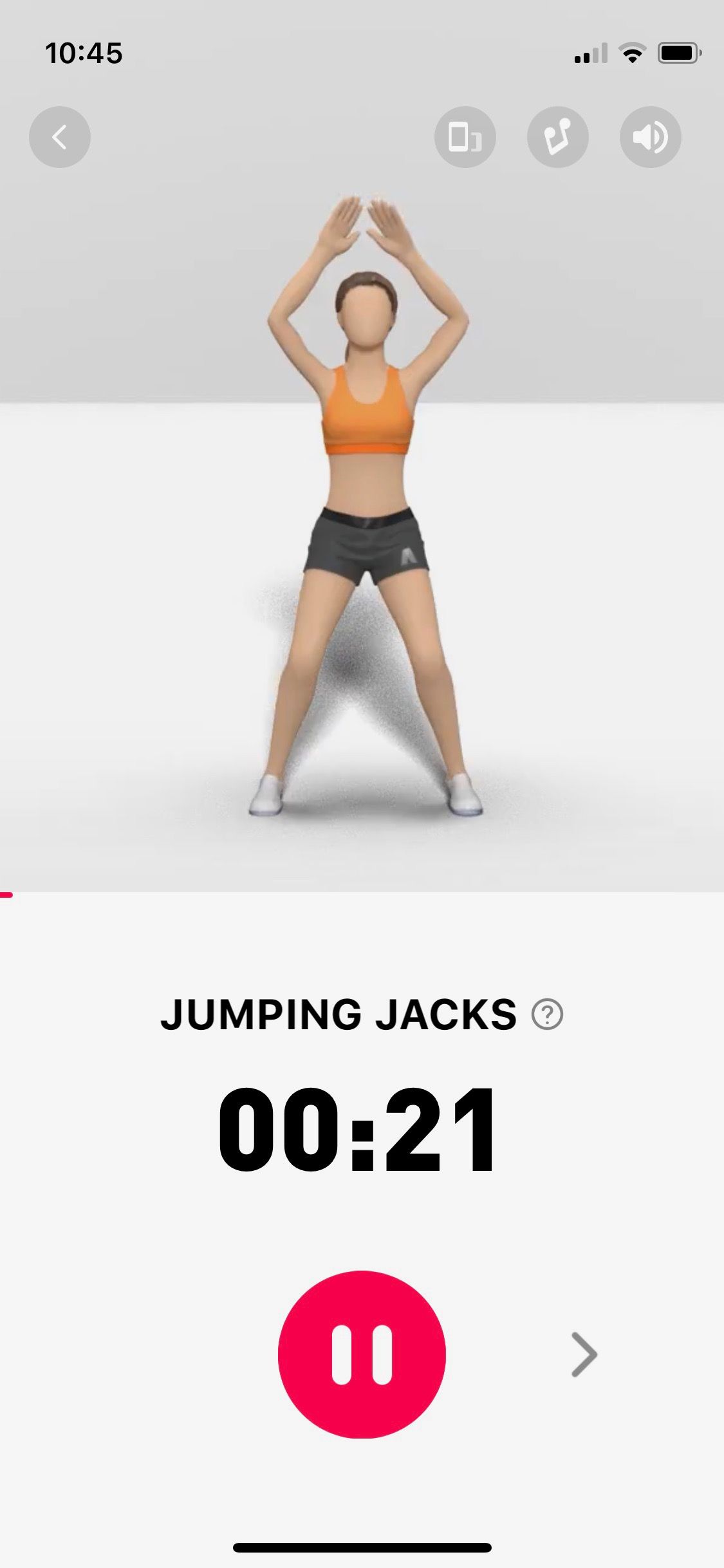 Screenshot of Lose Belly Fat showing workout screen