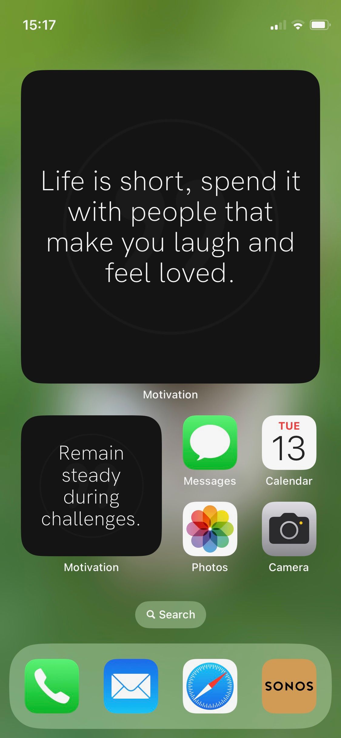 Screenshot of Motivation widgets on iPhone home screen