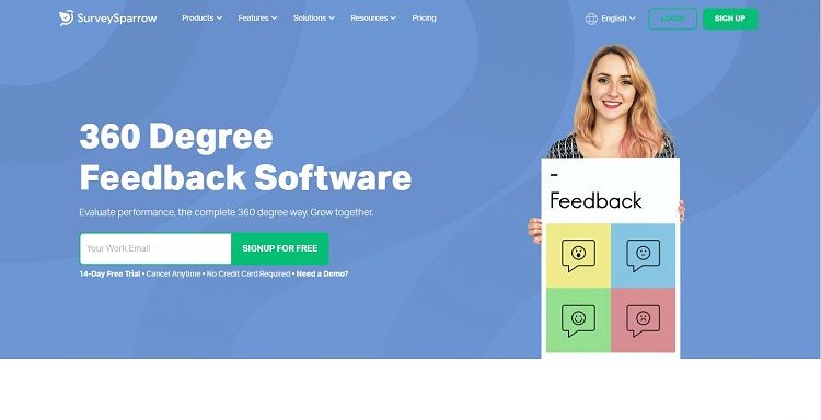 Screenshot of SurveySparrow 360 degree feedback software