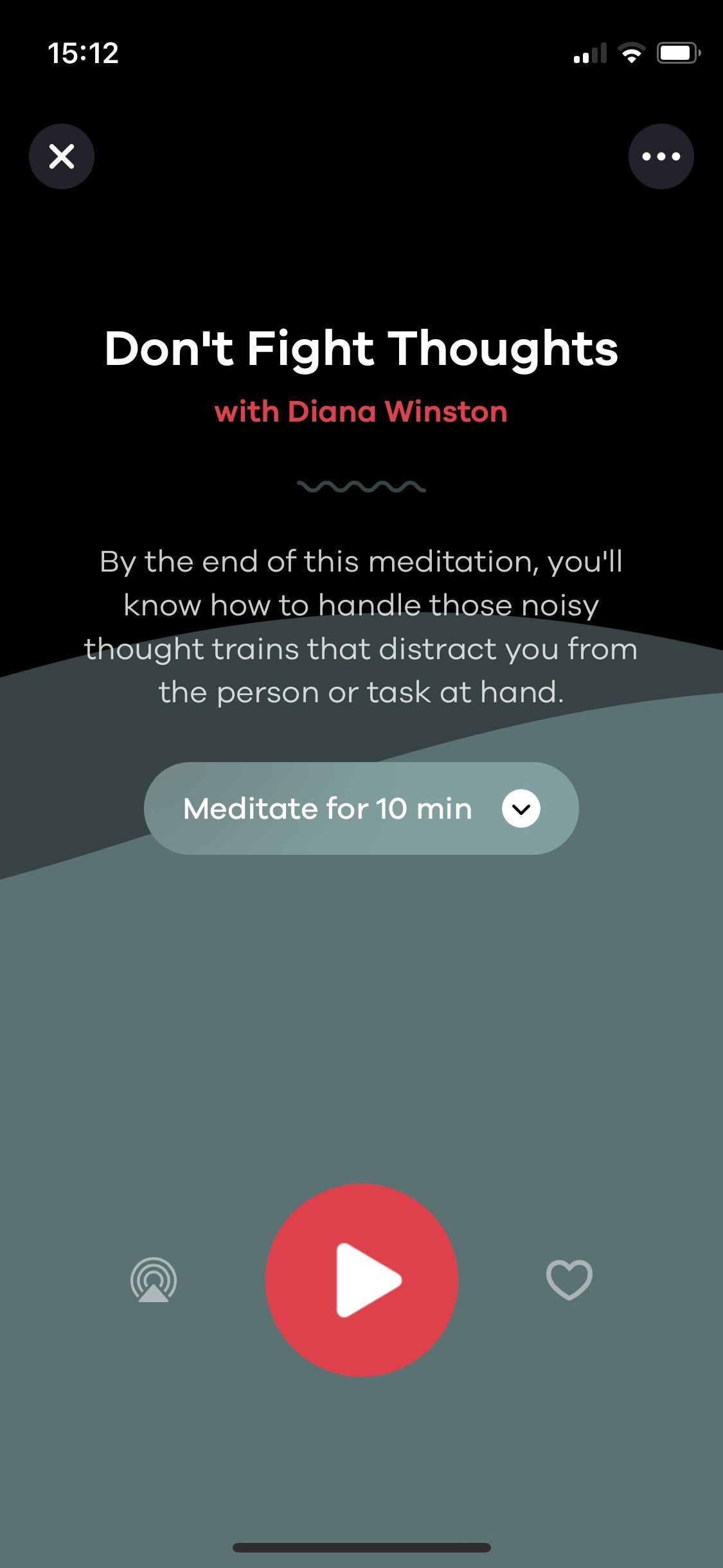 Screenshot of Ten Percent meditation play screen